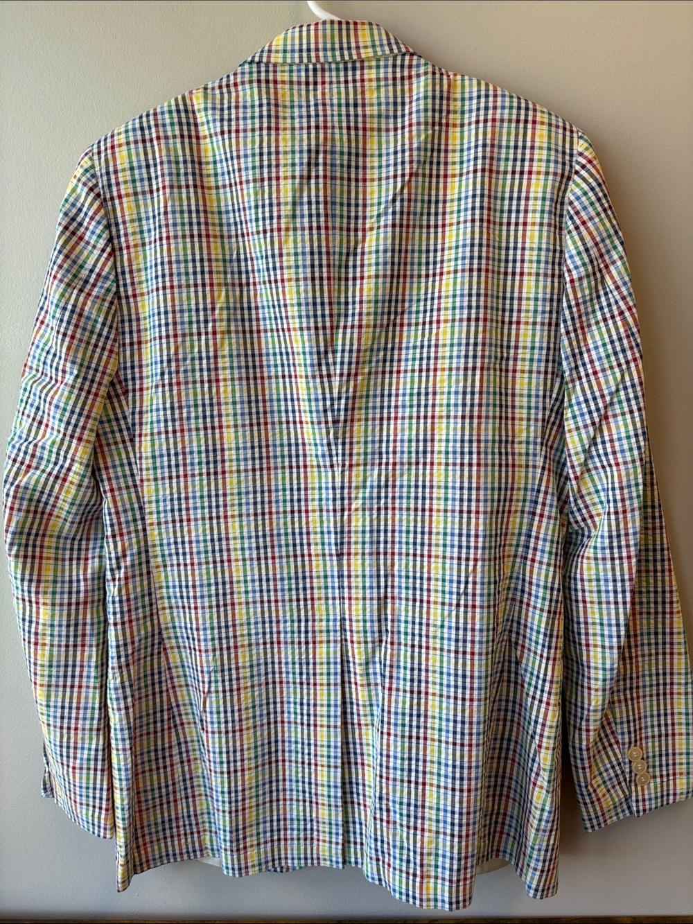 Izod Lacoste Vintage Multicolor Check Sport Coat - Blue, Yellow, Red, Green - Picture 4 of 8